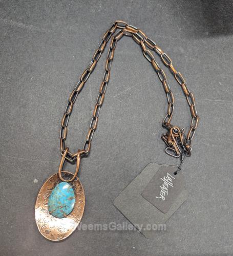 Copper/Turquoise Pendant by Lu Heater